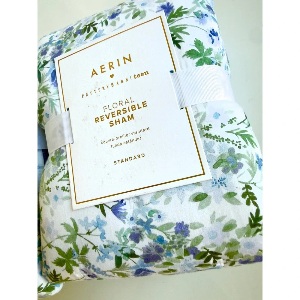 Pottery Barn 2 AERIN Floral Reversible 100%  Cotton Shams, NWT, Retail $79